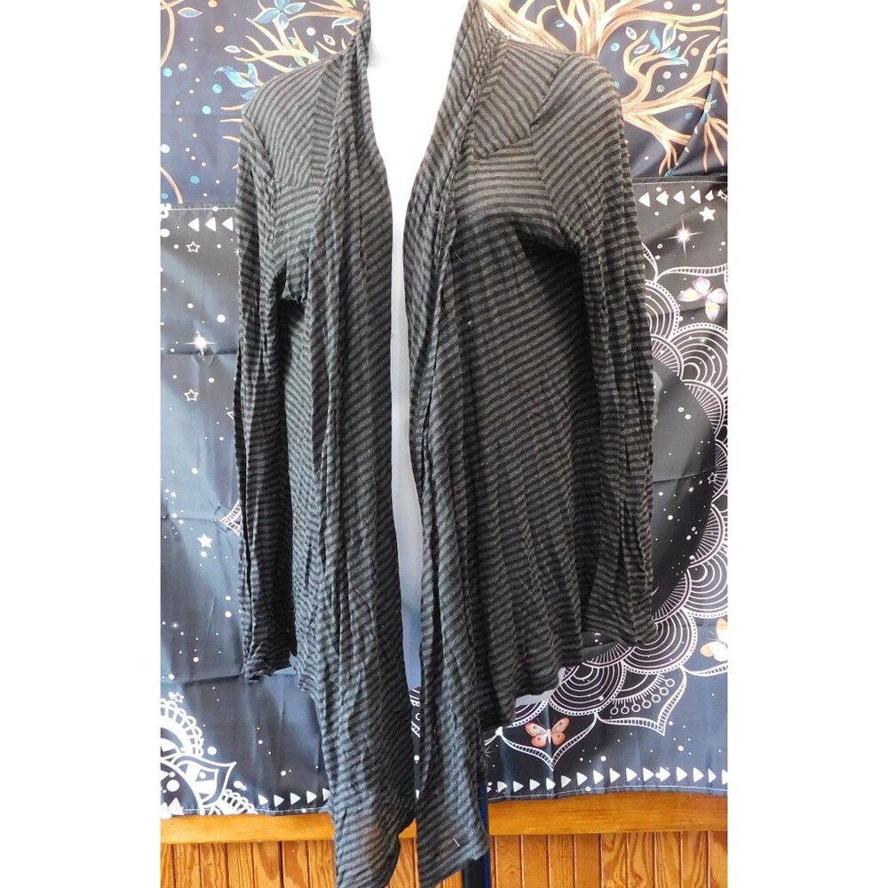 Flyo Gothic Black And Grey StripedFlyaway Cardigan